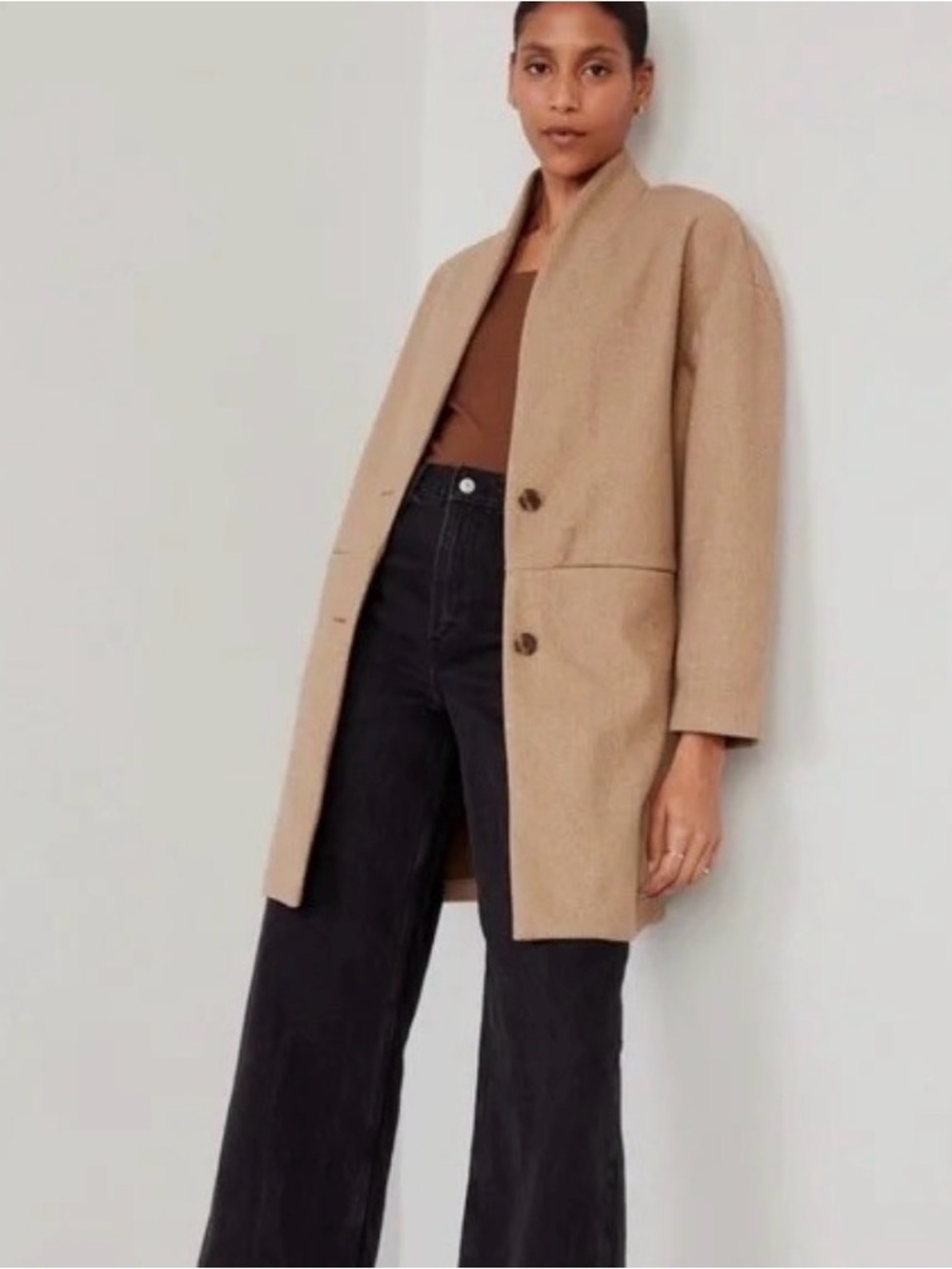 🩷 Old Navy Women’s Camel/Tan Minimalist Wool-Blend Coat🩷